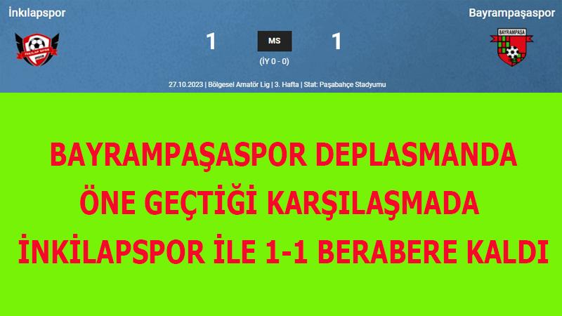 PAŞA 1 PUANA RAZI OLDU: 1-1